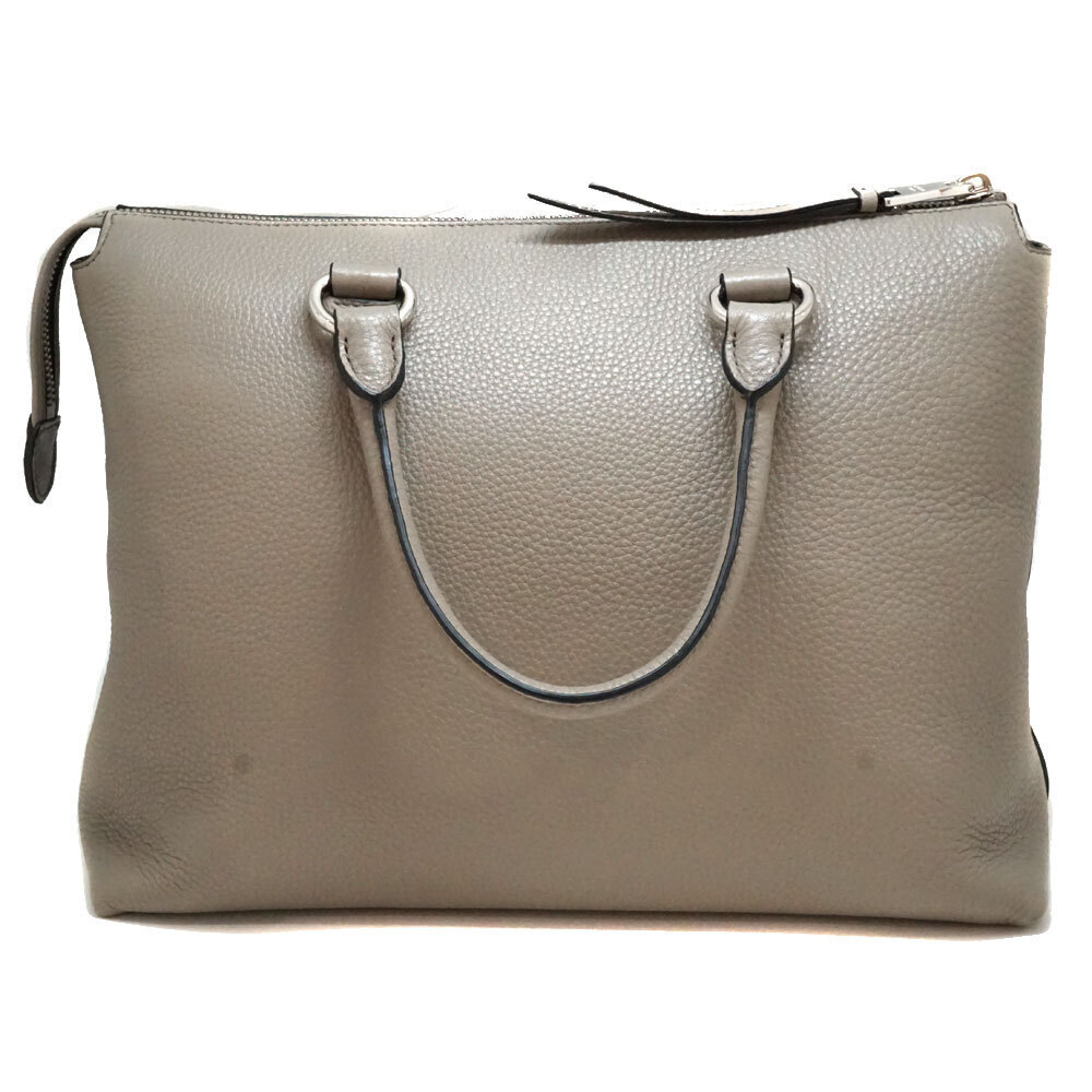 PRADA Vitello Phoenix Handbag Shoulder Bag Leather Greige Gray